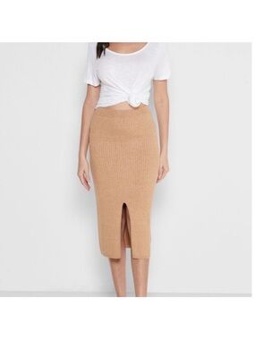 FREE PEOPLE Skyline Midi Sweater Skirt - Caramel Heather - Small